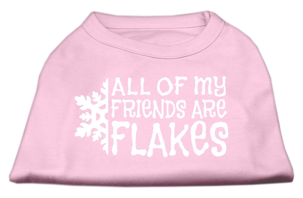 A festive Christmas dog shirt featuring the phrase 'All My Friends Are Flakes', designed for comfort and durability.
