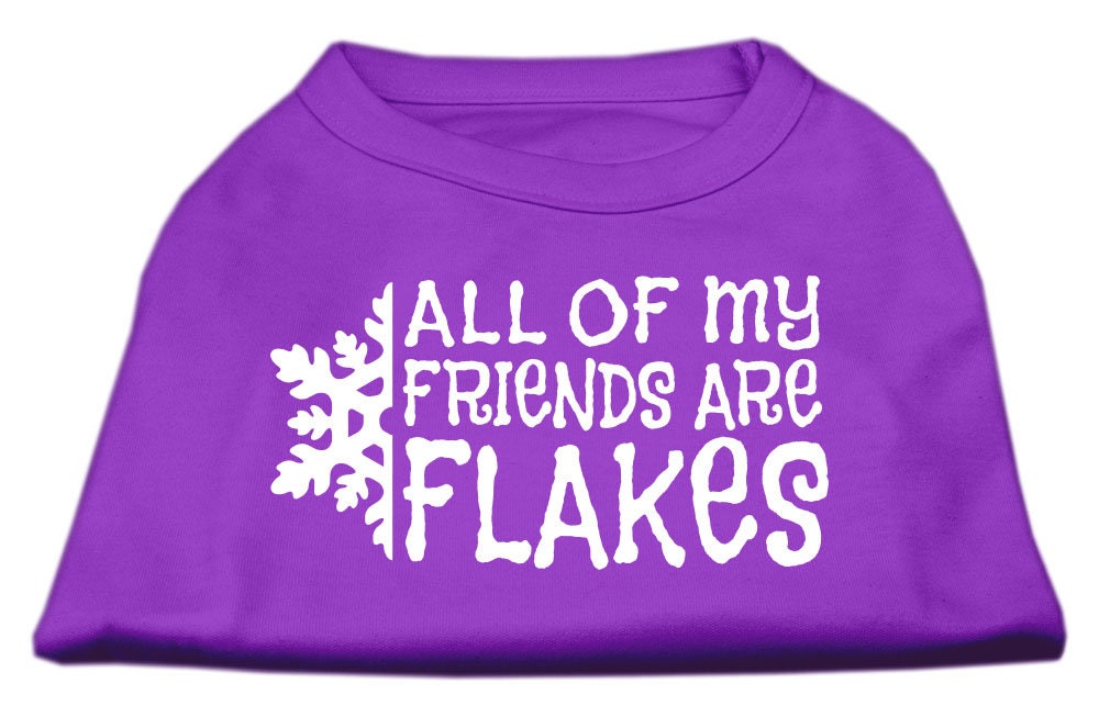 A festive Christmas dog shirt featuring the phrase 'All My Friends Are Flakes', designed for comfort and durability.