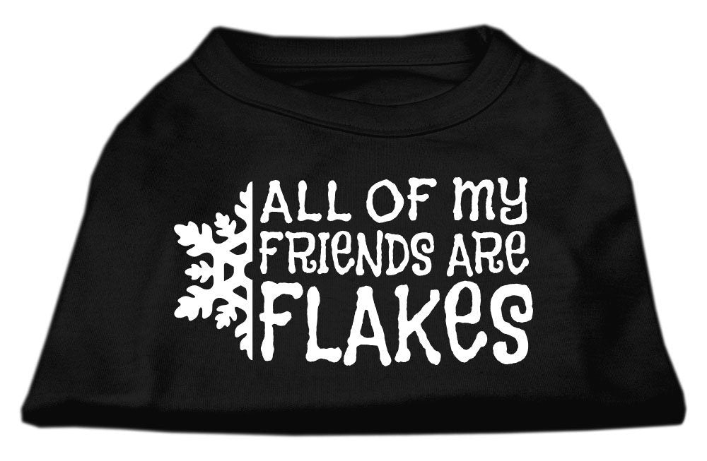 A festive Christmas dog shirt featuring the phrase 'All My Friends Are Flakes', designed for comfort and durability.