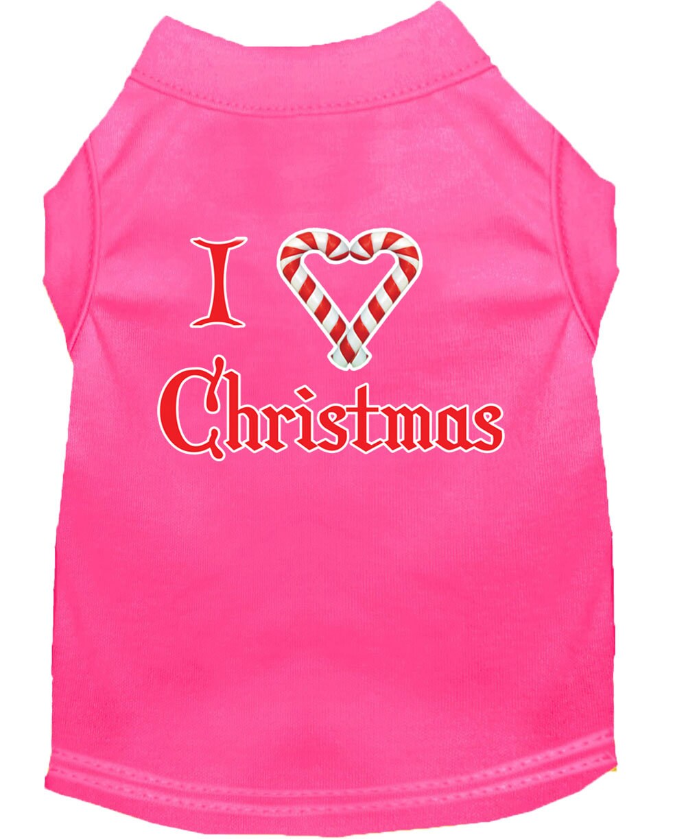 A soft and comfy Christmas dog shirt featuring the text 'I Heart Christmas', perfect for festive occasions.