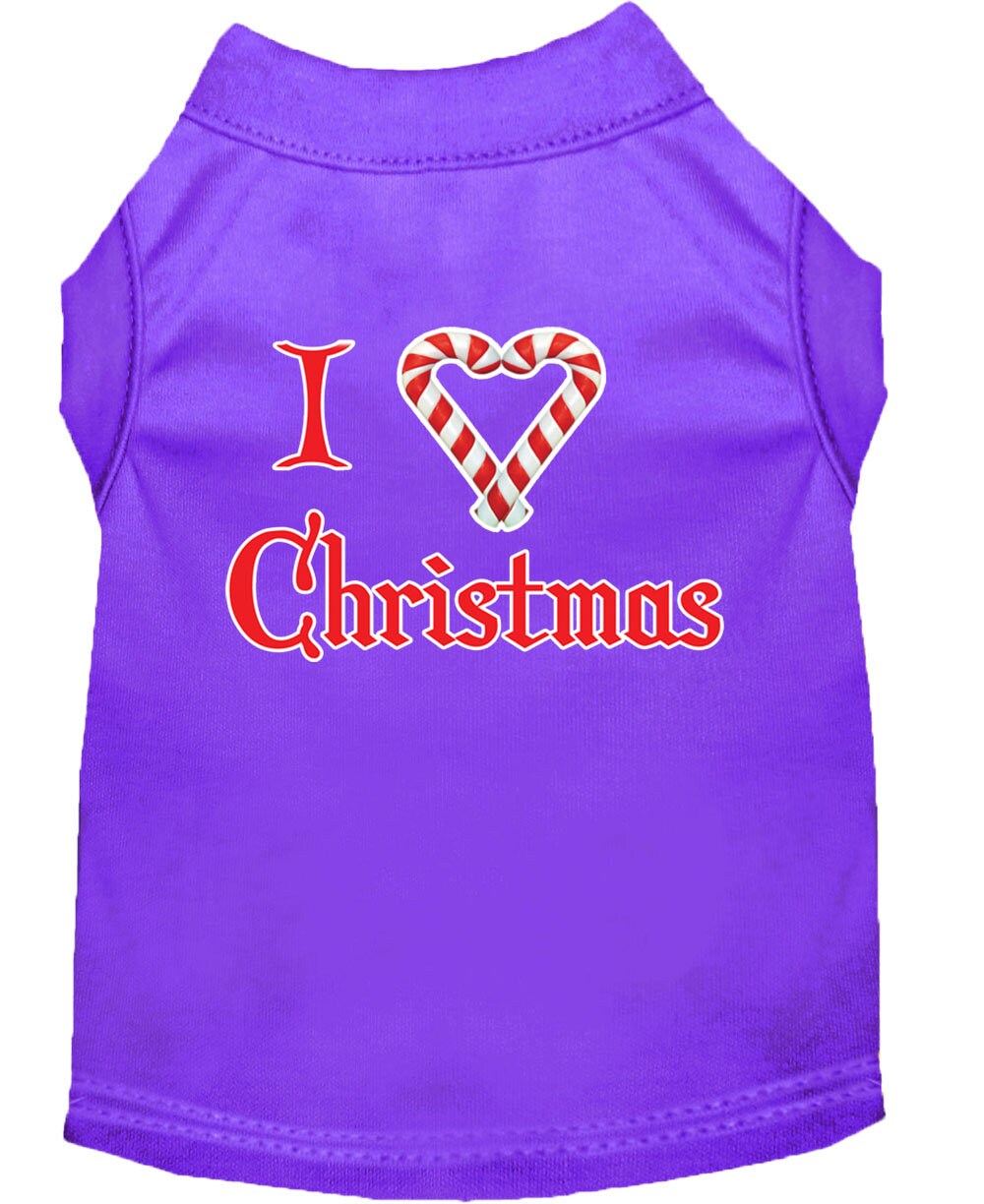 A soft and comfy Christmas dog shirt featuring the text 'I Heart Christmas', perfect for festive occasions.