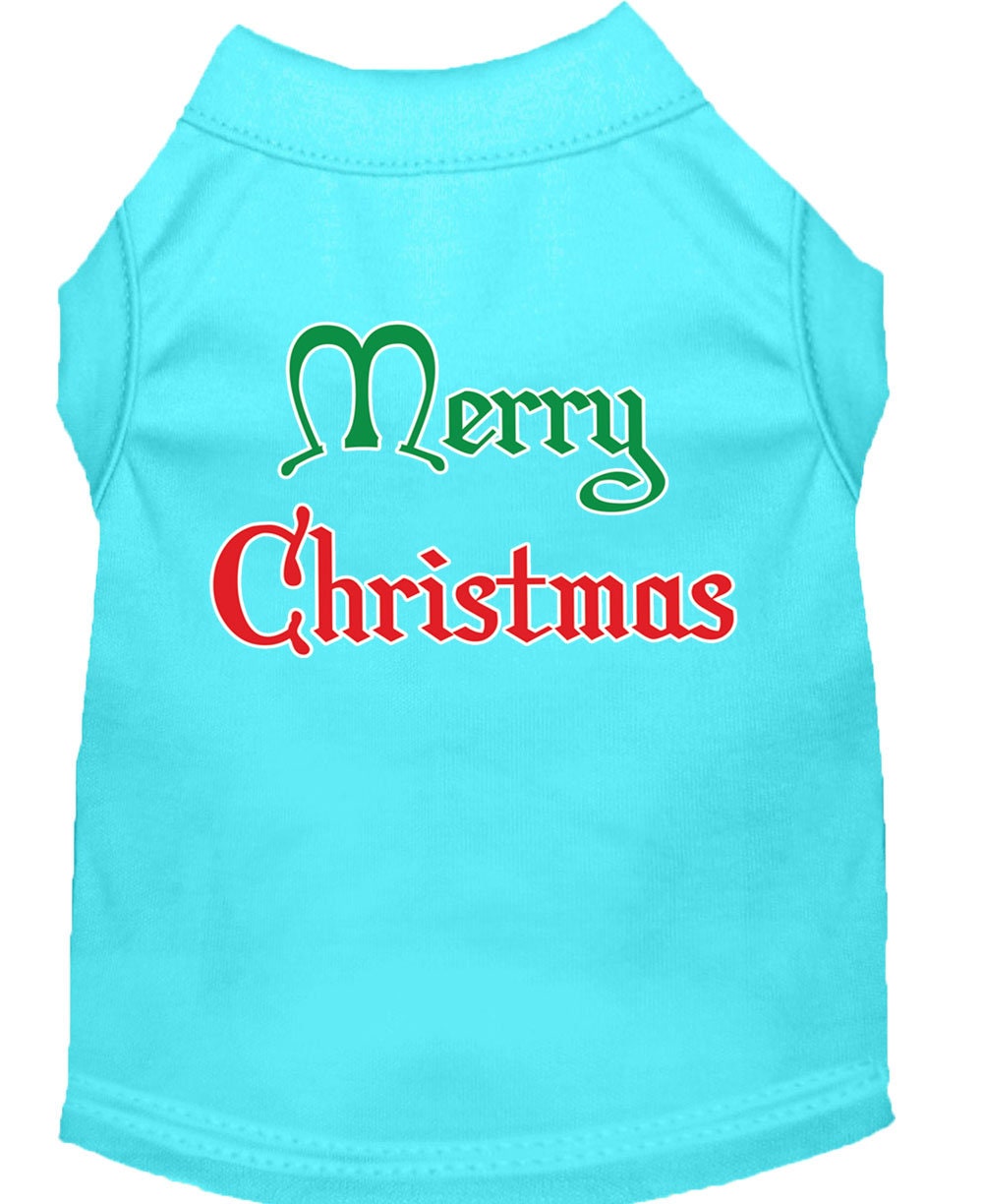 A soft and comfy Christmas Screenprinted Dog Shirt featuring the text 'Merry Christmas', perfect for festive celebrations.