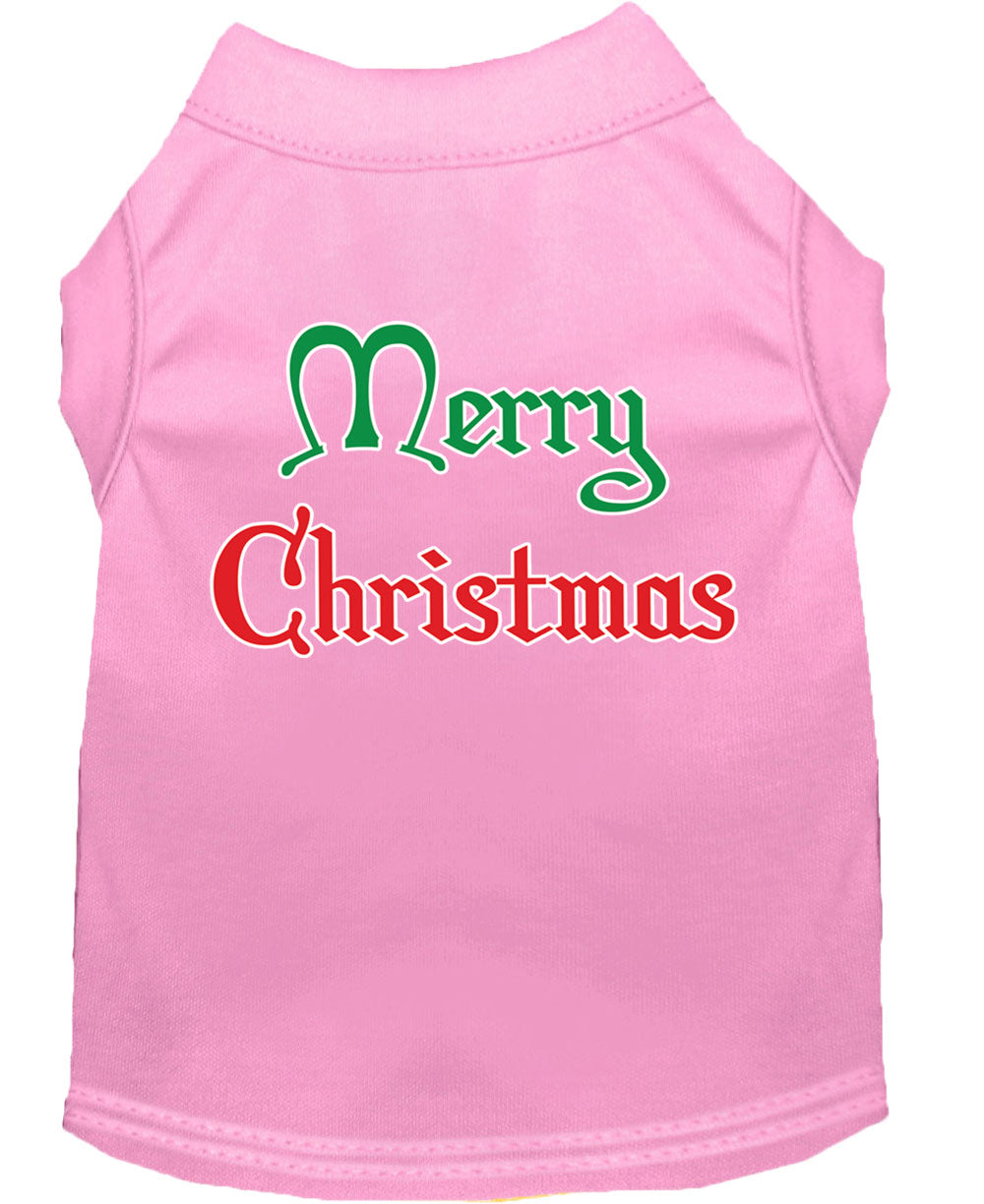 A soft and comfy Christmas Screenprinted Dog Shirt featuring the text 'Merry Christmas', perfect for festive celebrations.