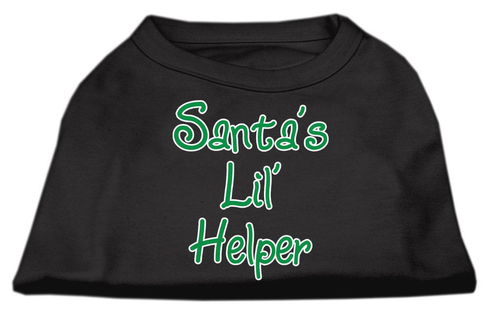 A festive Christmas dog shirt featuring 'Santa's Lil Helper' screenprint, made from soft cotton-polyester blend, perfect for holiday celebrations.