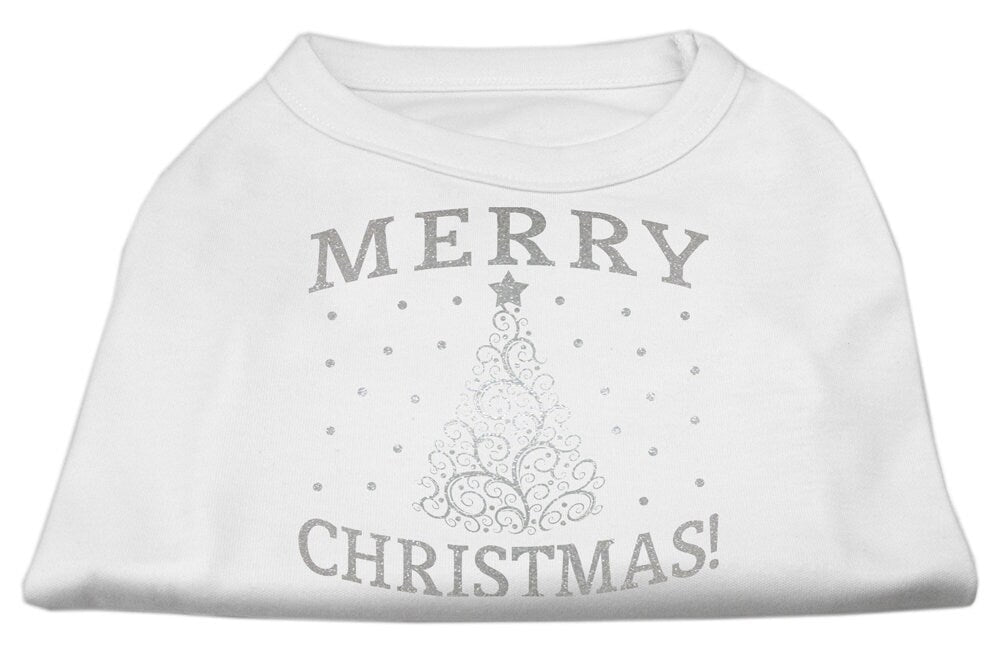 A soft and comfy Christmas dog shirt featuring a shimmering Christmas tree design, perfect for festive occasions.