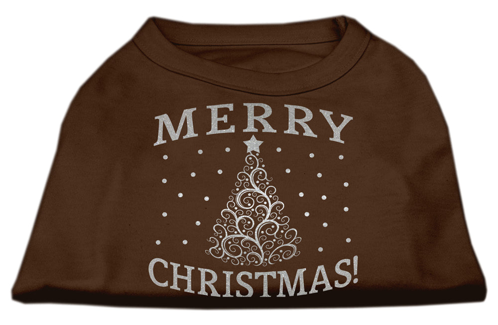 A soft and comfy Christmas dog shirt featuring a shimmering Christmas tree design, perfect for festive occasions.