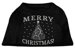 A soft and comfy Christmas dog shirt featuring a shimmering Christmas tree design, perfect for festive occasions.