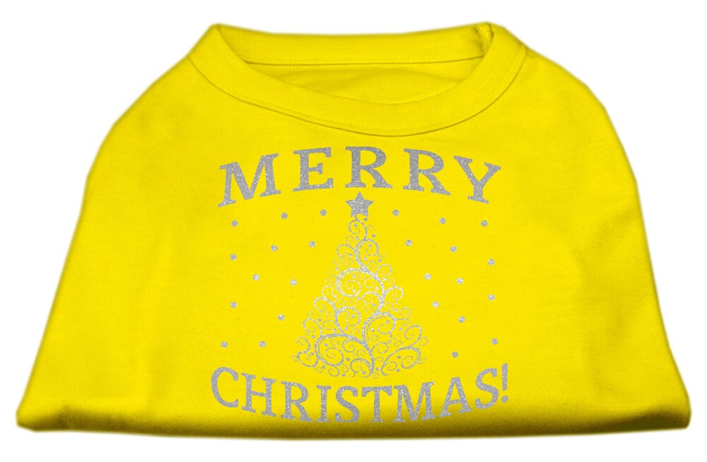 A soft and comfy Christmas dog shirt featuring a shimmering Christmas tree design, perfect for festive occasions.