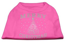 A soft and comfy Christmas dog shirt featuring a shimmering Christmas tree design, perfect for festive occasions.