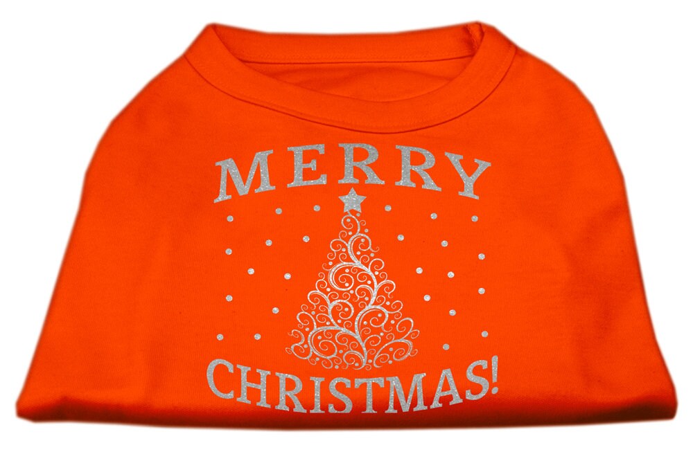 A soft and comfy Christmas dog shirt featuring a shimmering Christmas tree design, perfect for festive occasions.