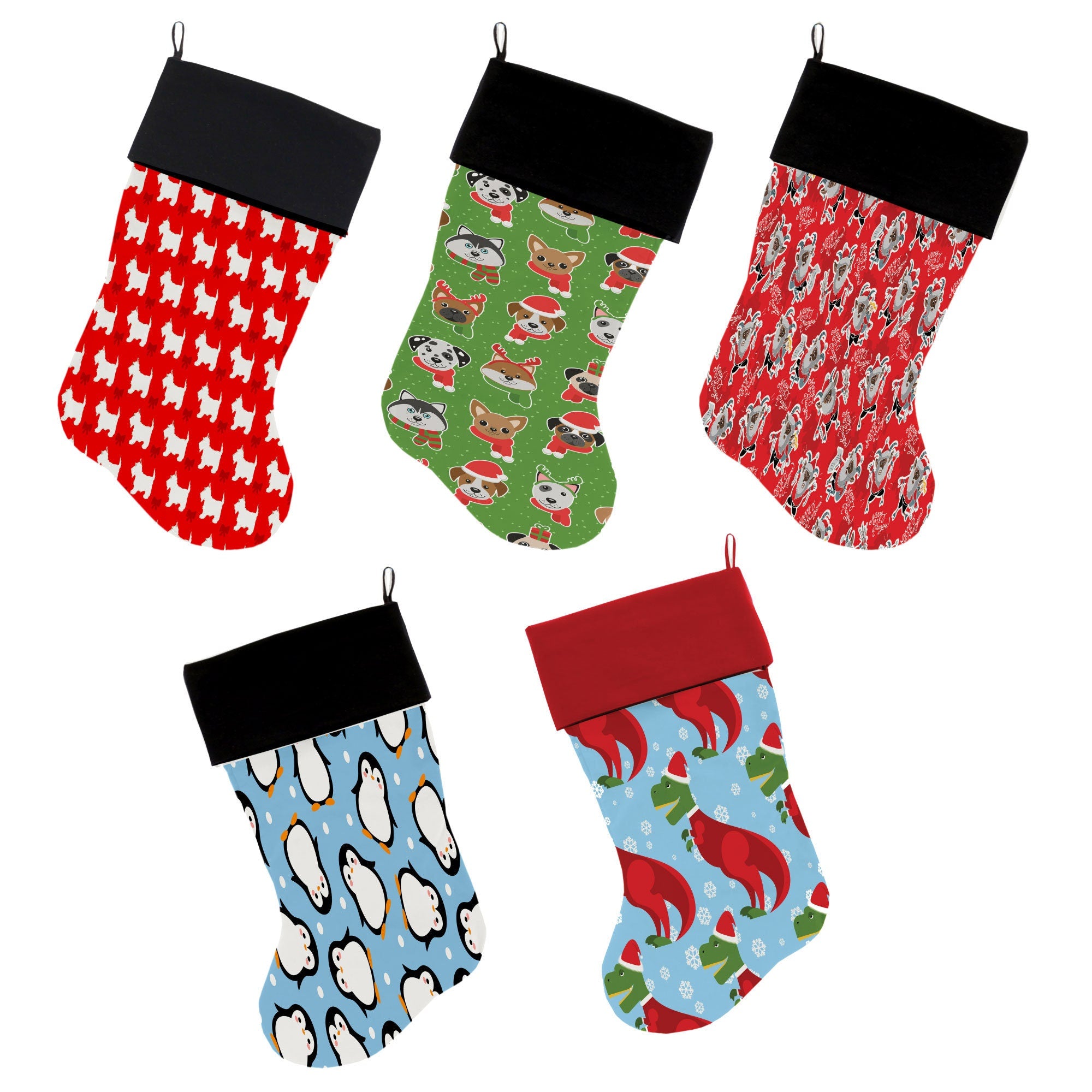 A beautifully crafted Christmas Velvet Stocking featuring the 'Holiday Friends Group' design, showcasing vibrant colors and soft texture.