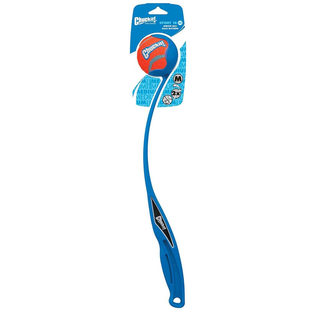 Chuckit! 18M Junior Launcher with Ultra Ball, featuring a durable plastic design and ergonomic grip for easy fetch play.