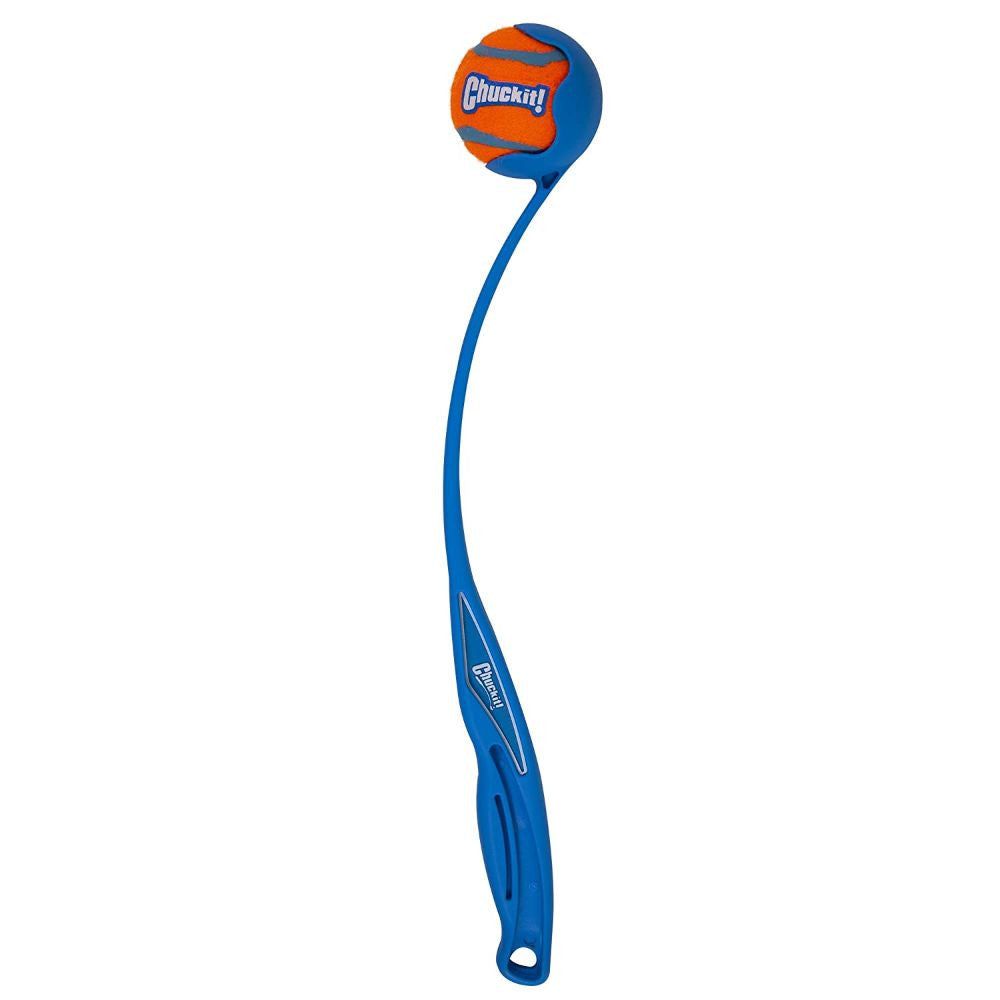 Chuckit! 18M Junior Launcher with Ultra Ball, featuring a durable plastic design and ergonomic grip for easy fetch play.