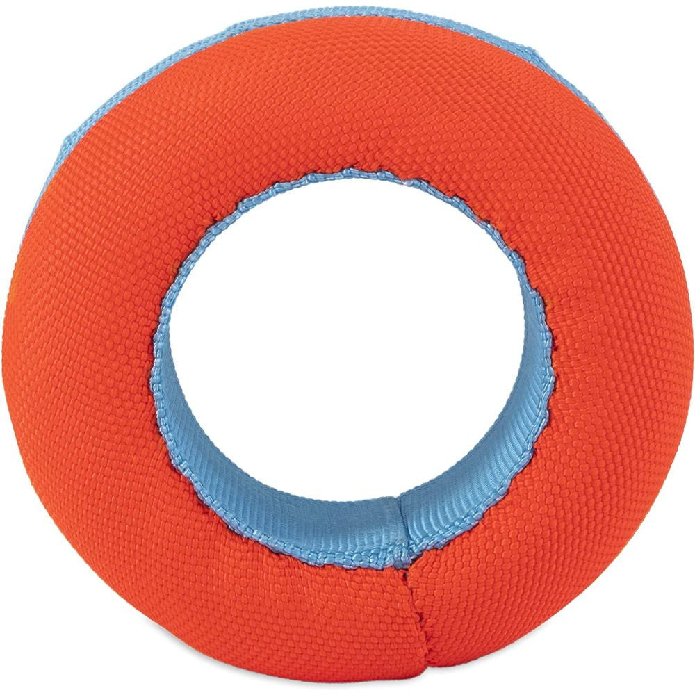 Chuckit! Amphibious Roller Dog Toy in bright orange, designed for water and land play, featuring a lightweight foam core.