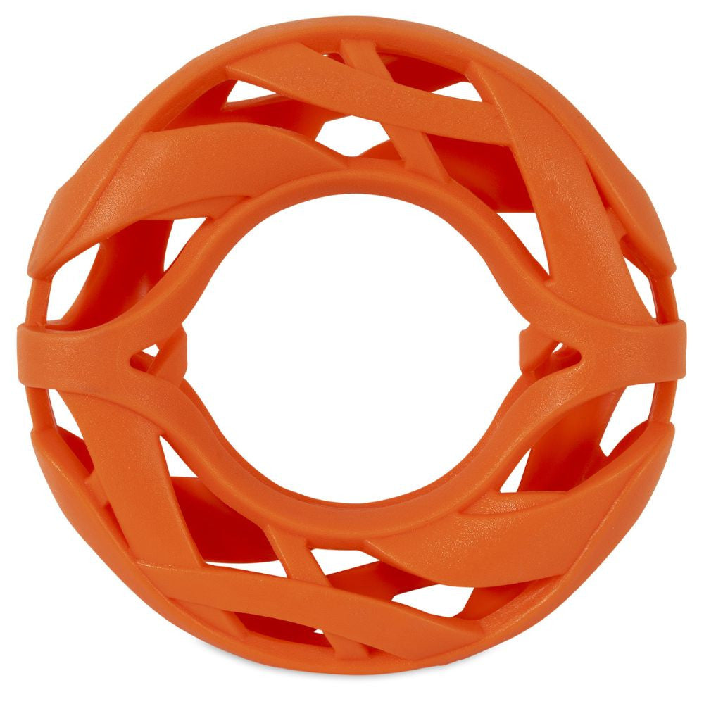 Chuckit! Breathe Right Fetch Wheel Dog Toy in bright orange, designed for healthy airflow and durable play, perfect for fetch games.