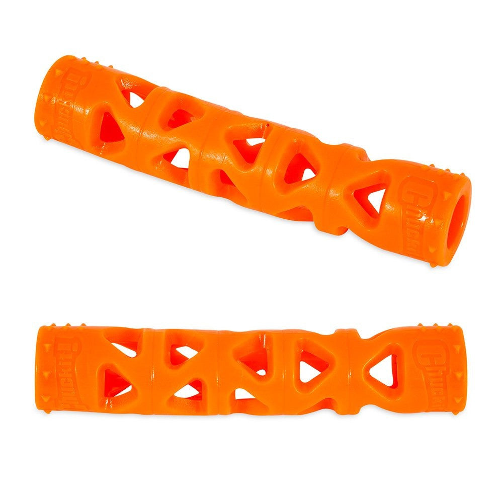 Chuckit Breathe Right Stick in vibrant colors, designed for dogs to fetch and improve airflow while carrying.