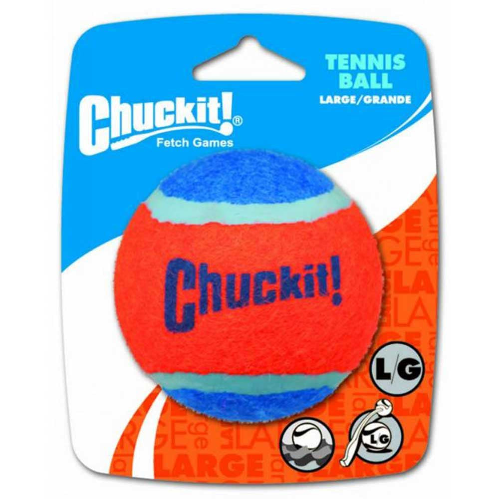 Chuckit! Tennis Ball Toy for Dogs, large 3-inch diameter, bright color for visibility, designed for fetch and water play.