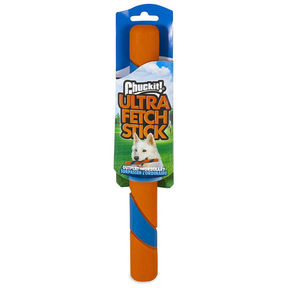 Chuckit! Ultra Fetch Stick Dog Toy in bright colors, designed for interactive fetch games, showcasing its durable material and lightweight design.