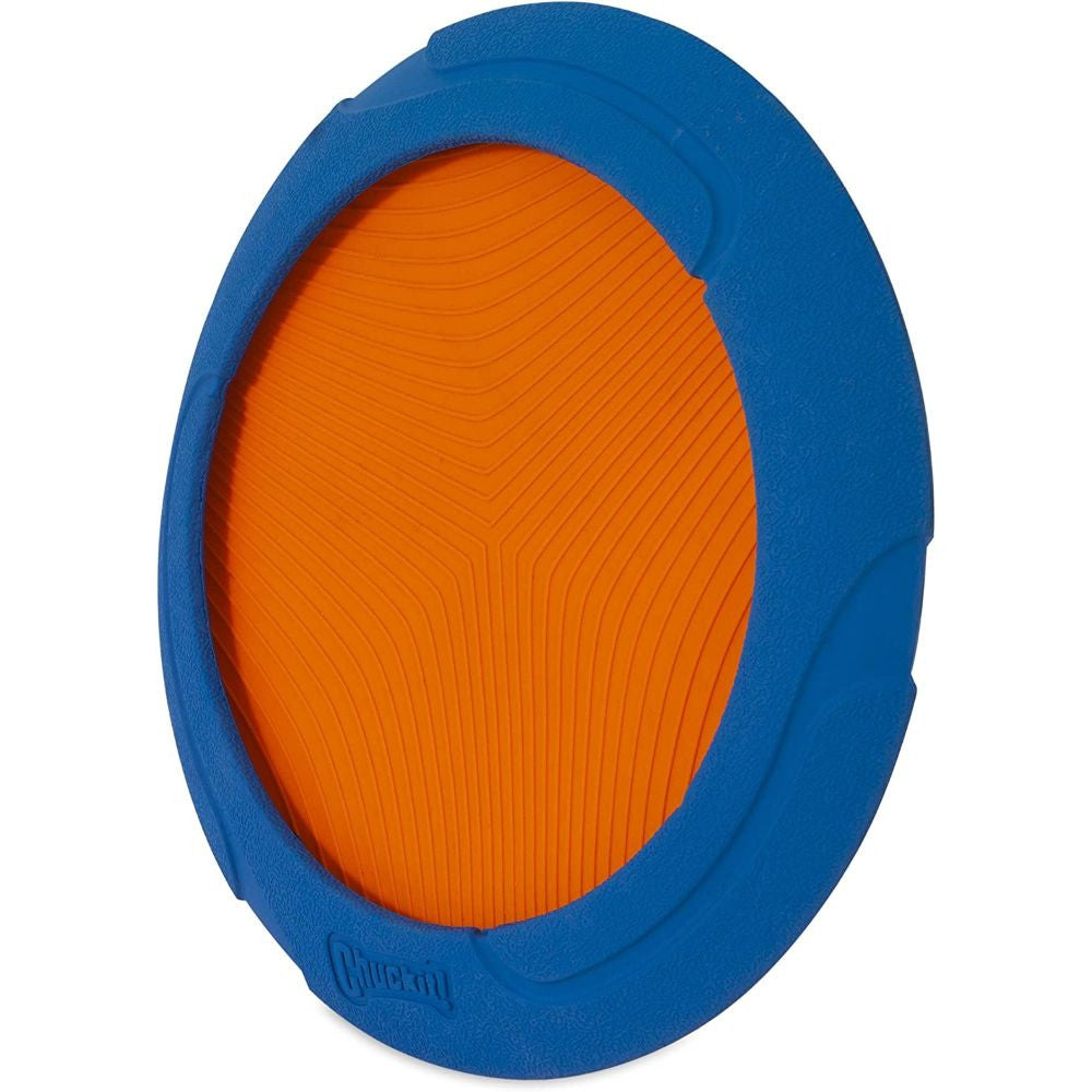 Chuckit! Ultra Flight Fetch Toy for Dogs, featuring a bright color design and durable rubber edge, perfect for outdoor fetch games.