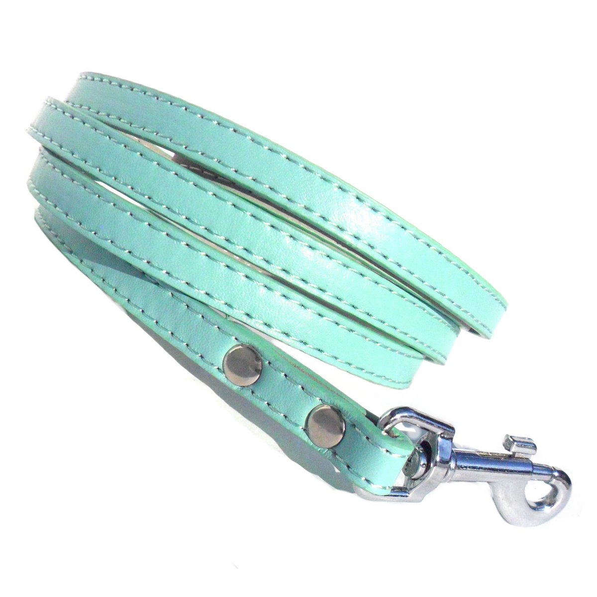 Classic Dog Lead in Blue, Small made of imitation leather with a swivel hook clasp, perfect for small dogs.