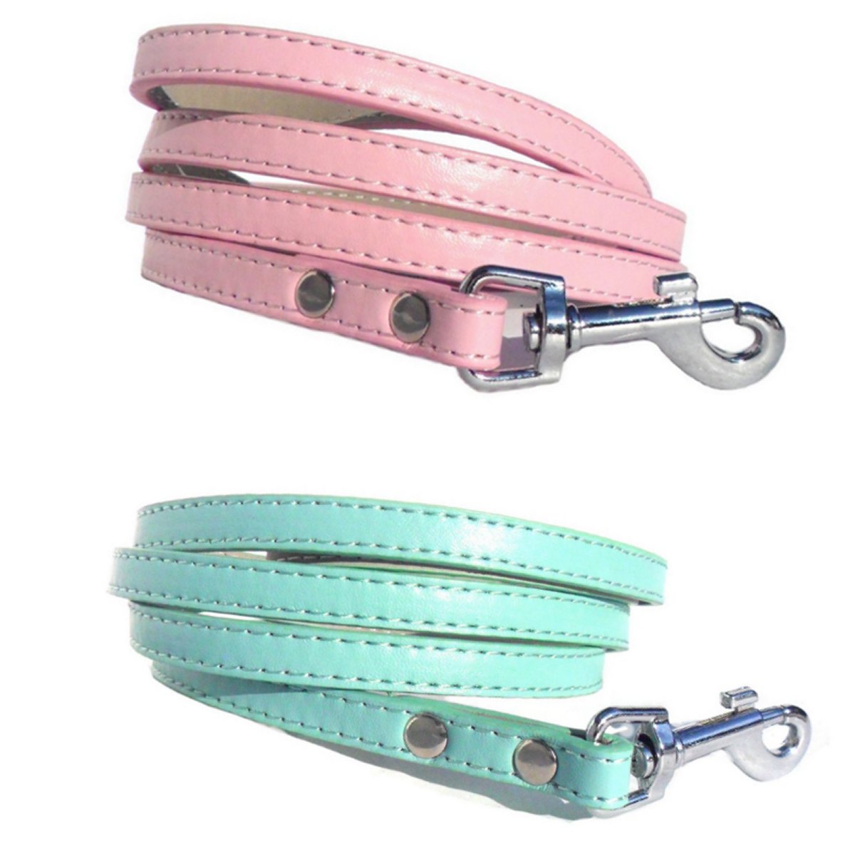 Classic Dog Lead in Blue, Small made of imitation leather with a swivel hook clasp, perfect for small dogs.
