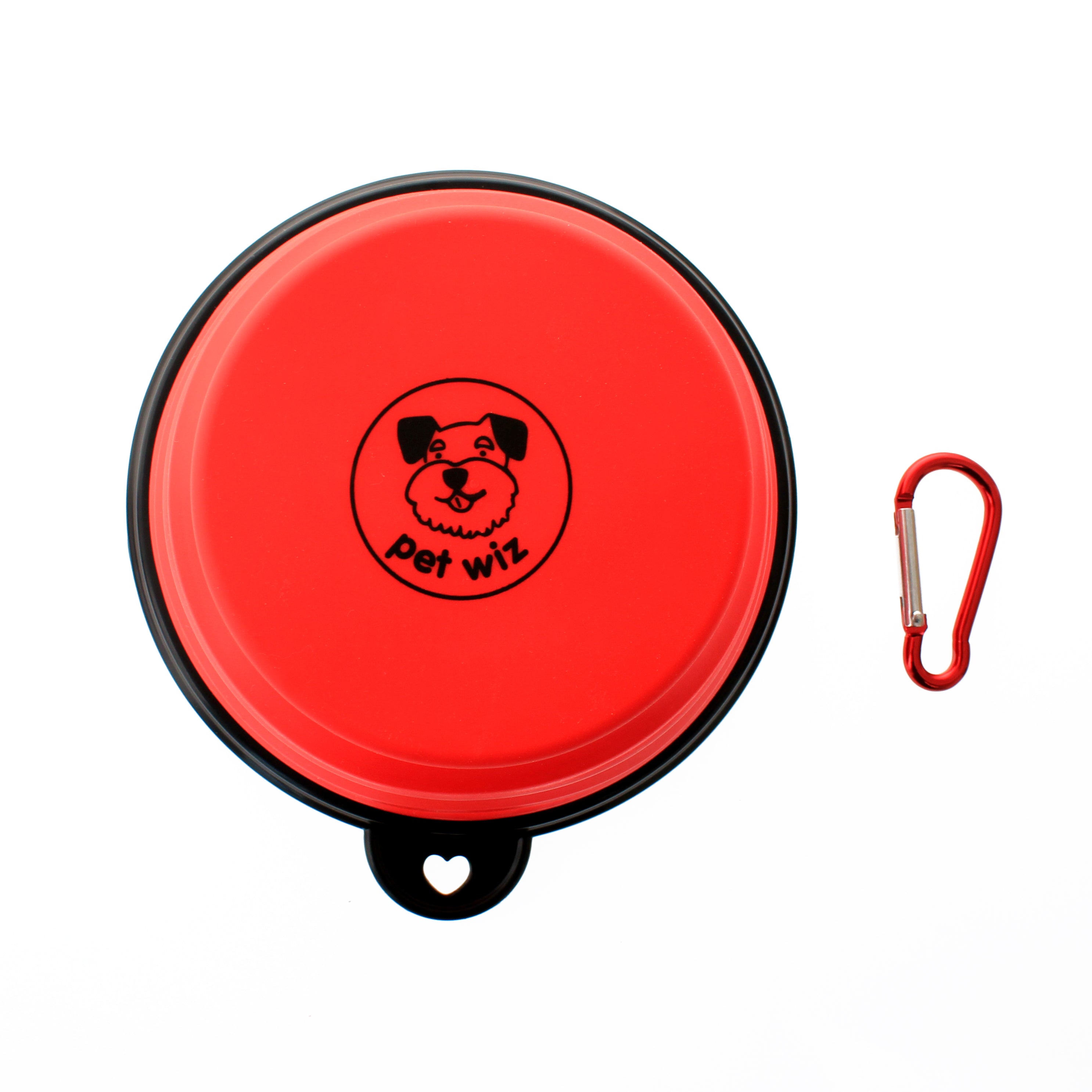 Collapsible Silicone Bowl for Dogs in vibrant colors, lightweight and portable with a carabiner attached.