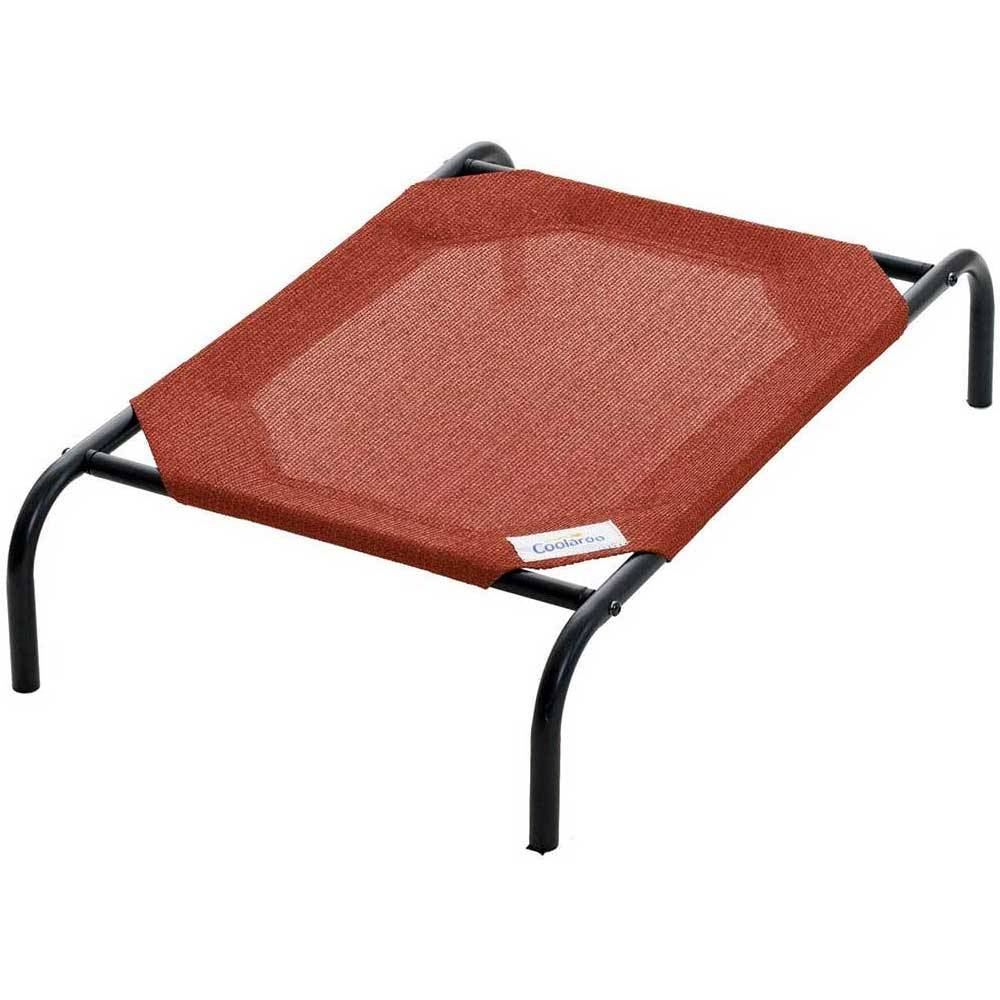 Coolaroo Elevated Pet Bed in various colors, showcasing its elevated design and breathable fabric for pet comfort.