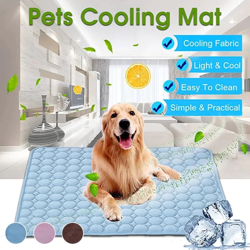 A Cooling Summer Dog Mat designed for pets, featuring a durable and portable design with innovative cooling technology for hot weather comfort.