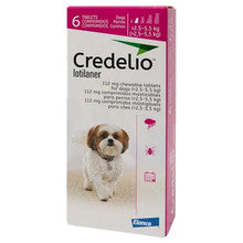 Credelio 112.5mg Chewable Tablets for Dogs in a pack, featuring beef-flavored chewable tablets designed for flea and tick treatment.