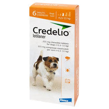 Credelio 225mg Chewable Tablets for Dogs in a pack, designed for flea and tick treatment, featuring beef flavor for easy consumption.