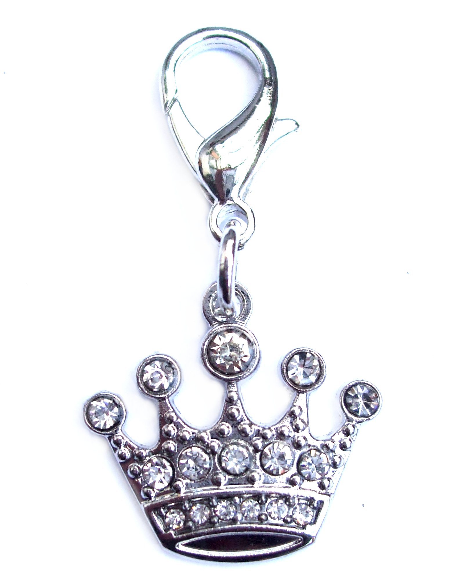 Crown-shaped keychain with rhinestones.