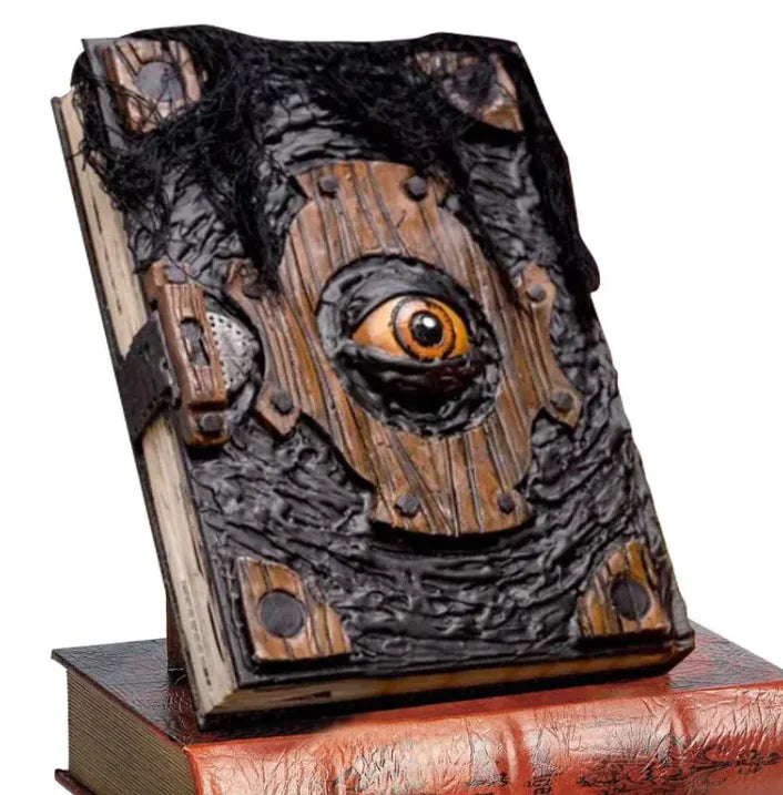 Curse Demon Eye Horror Book decoration made of resin, featuring intricate details and a spooky design, perfect for Halloween decor.