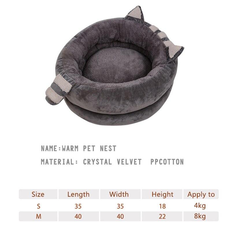 A cozy Cute Cat Bed House made of soft fleece and PP cotton, designed for cats and dogs, featuring a warm and inviting sleeping space.