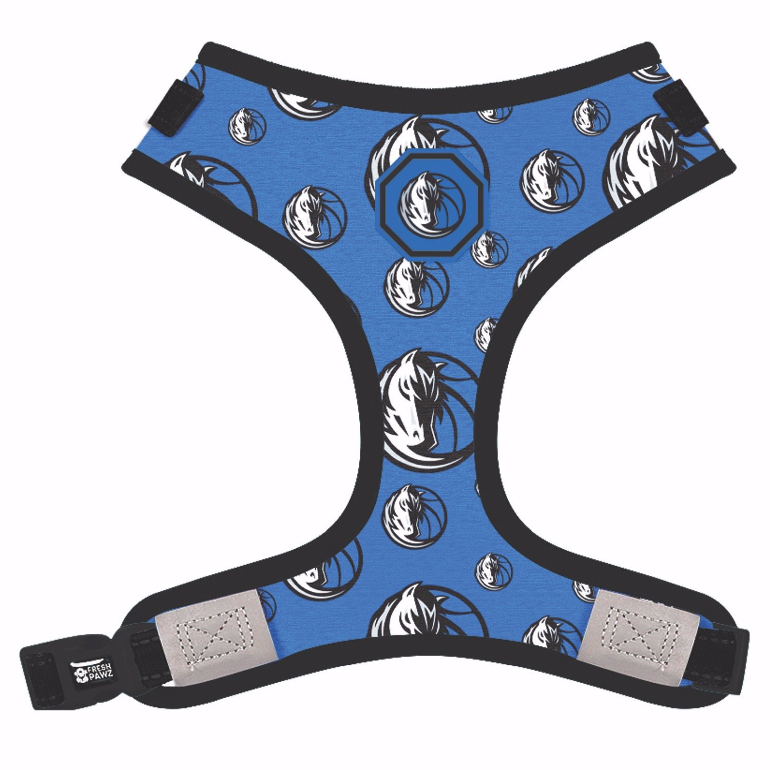Dallas Mavericks x Fresh Pawz adjustable mesh harness featuring team logo and vibrant colors, designed for pet comfort and style.