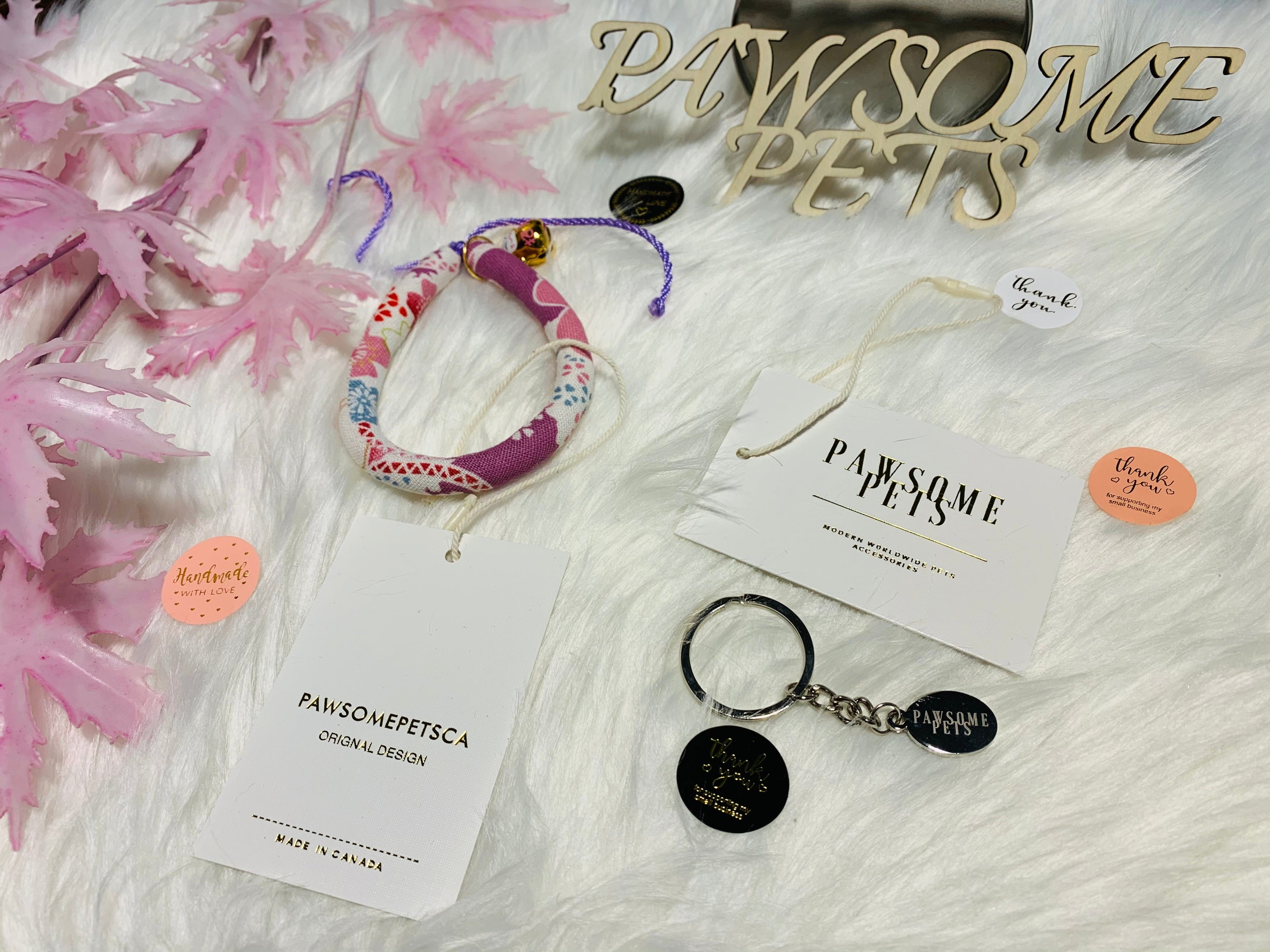 Dark purple cotton collar for cats and dogs, featuring a stylish Japanese design, handmade in Canada.