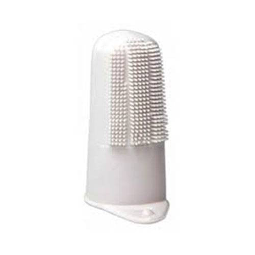 Ceva Dentipet Finger Brush for Dogs and Cats, featuring a rubber finger covering with fine bristles for effective dental care.