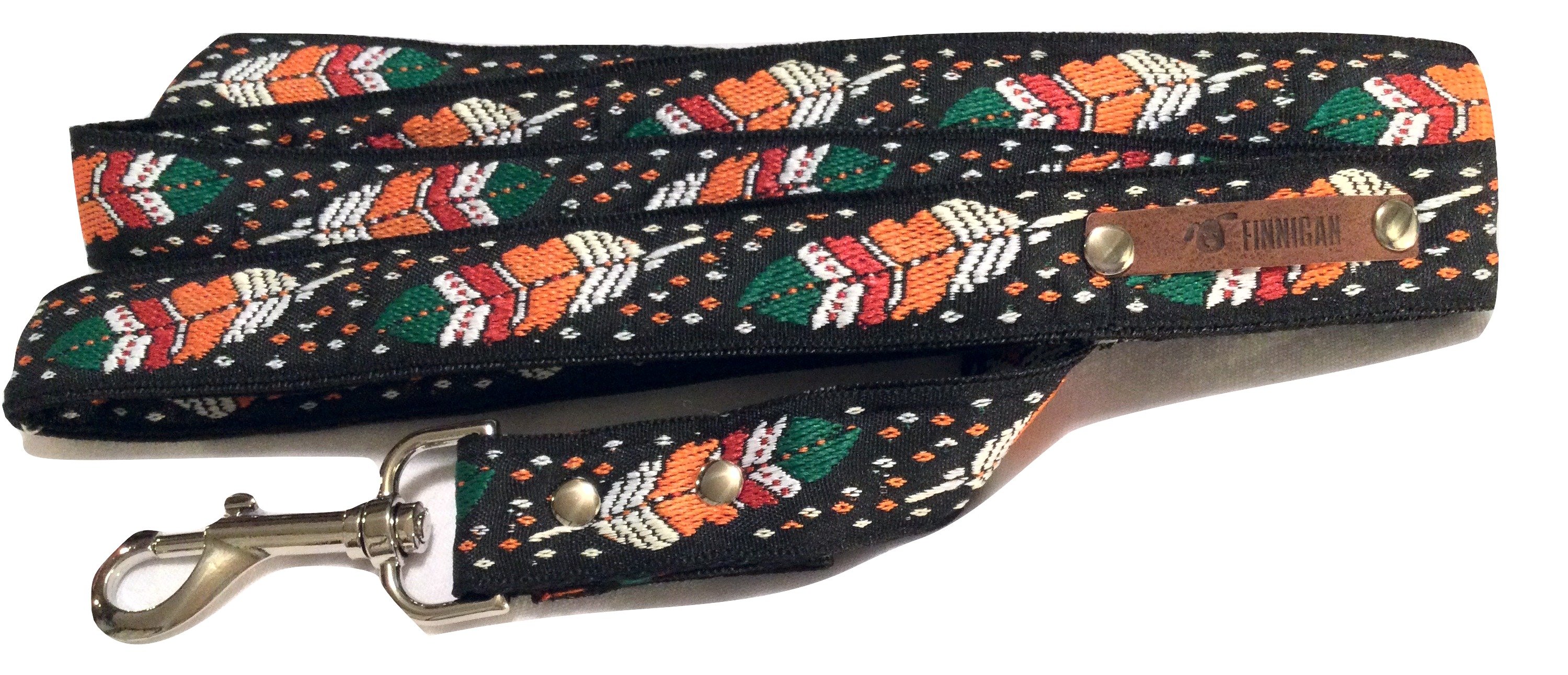 A stylish designer dog collar featuring unique fabrics, adjustable size, and a personalised aluminium buckle.