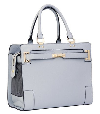 Designer grey vegan leather pet carrier with mesh windows and removable lining, suitable for small dogs and cats.