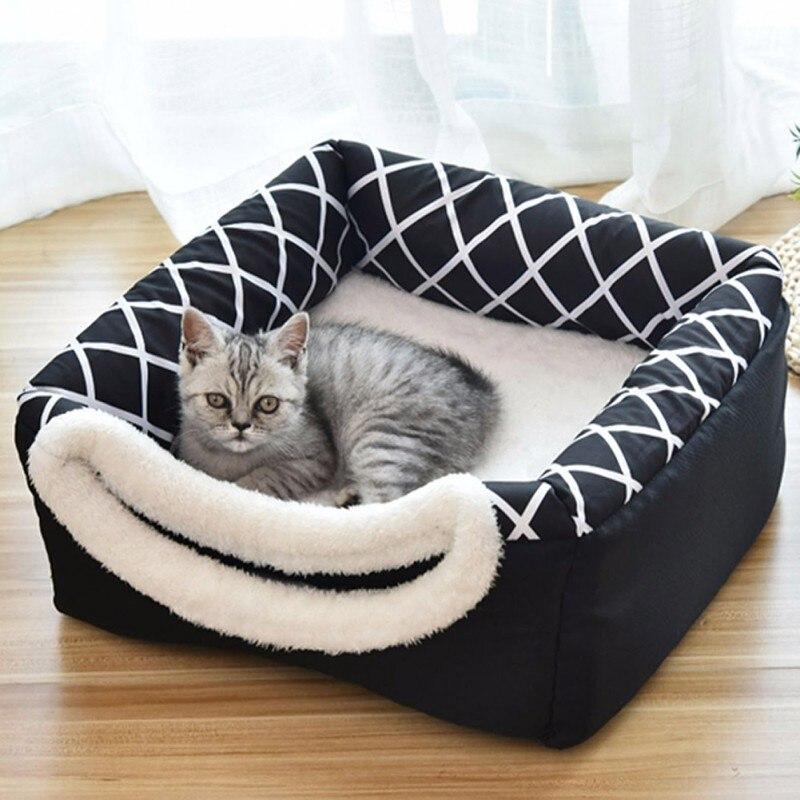 A cozy Detachable Soft Kennel Cat Bed in various colors, featuring a soft flannel interior and a detachable cover for easy cleaning.
