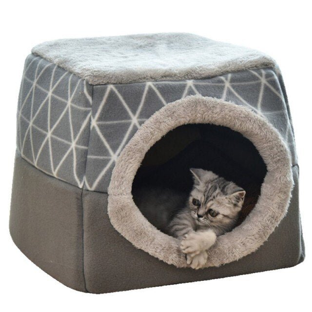 A cozy Detachable Soft Kennel Cat Bed in various colors, featuring a soft flannel interior and a detachable cover for easy cleaning.