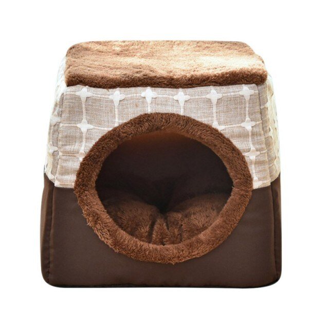 A cozy Detachable Soft Kennel Cat Bed in various colors, featuring a soft flannel interior and a detachable cover for easy cleaning.