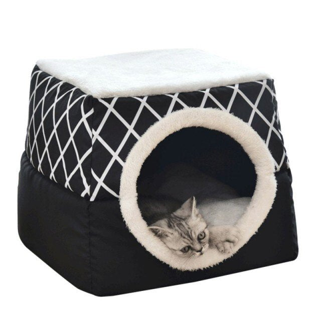 A cozy Detachable Soft Kennel Cat Bed in various colors, featuring a soft flannel interior and a detachable cover for easy cleaning.