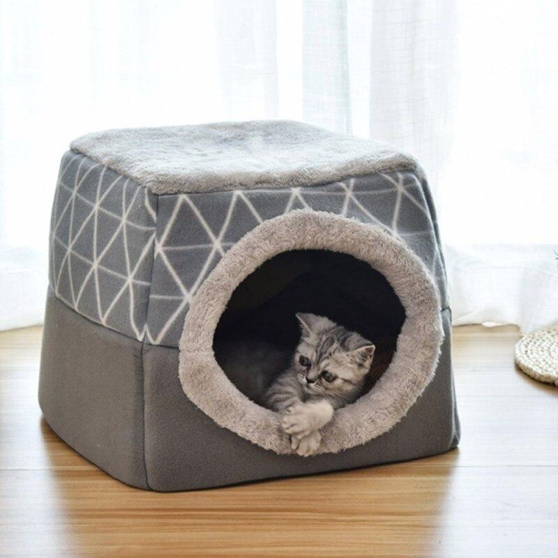 A cozy Detachable Soft Kennel Cat Bed in various colors, featuring a soft flannel interior and a detachable cover for easy cleaning.