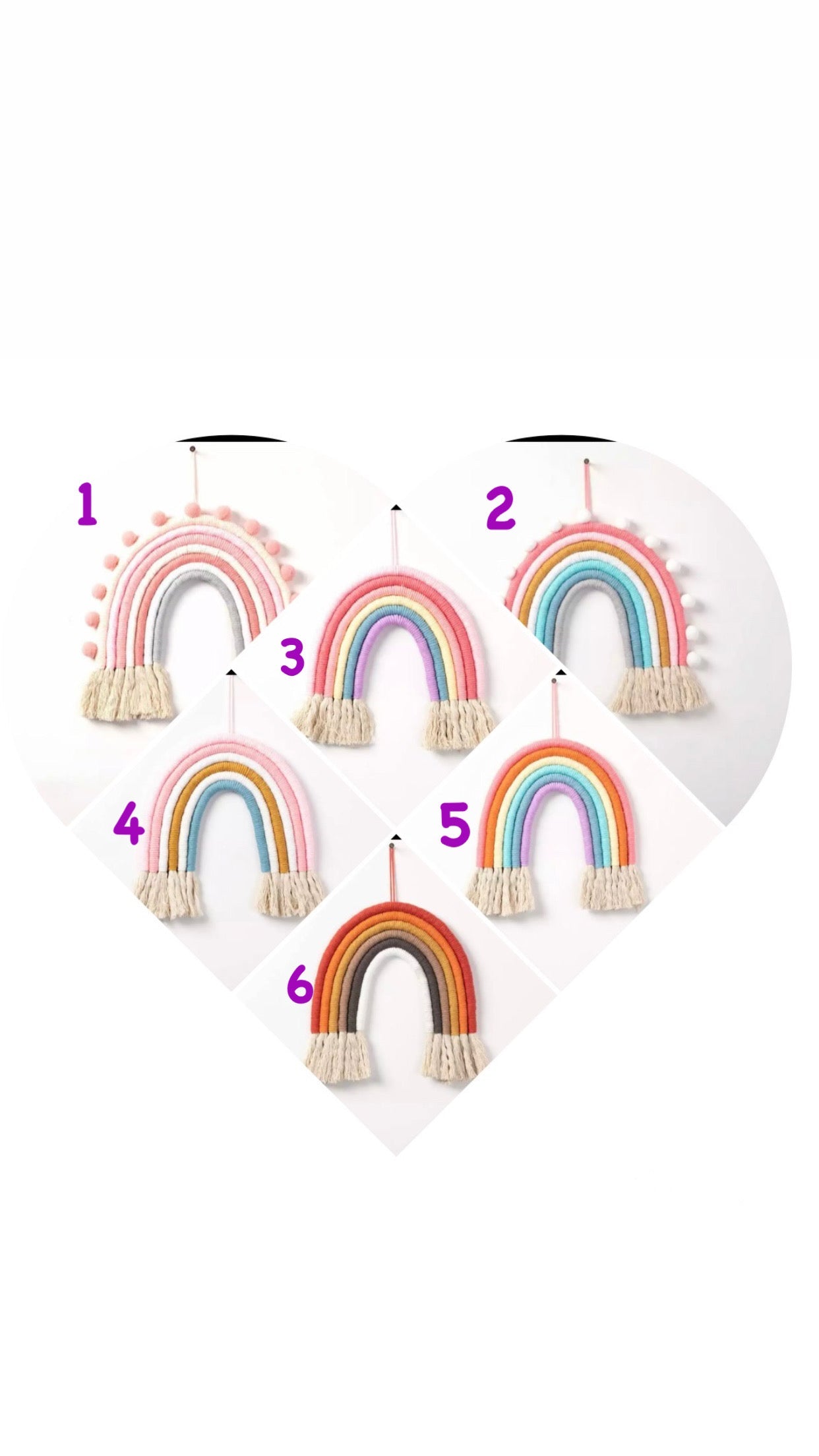A colorful handmade rope rainbow wall hanging, featuring vibrant hues and a chunky design, perfect for nursery decor.