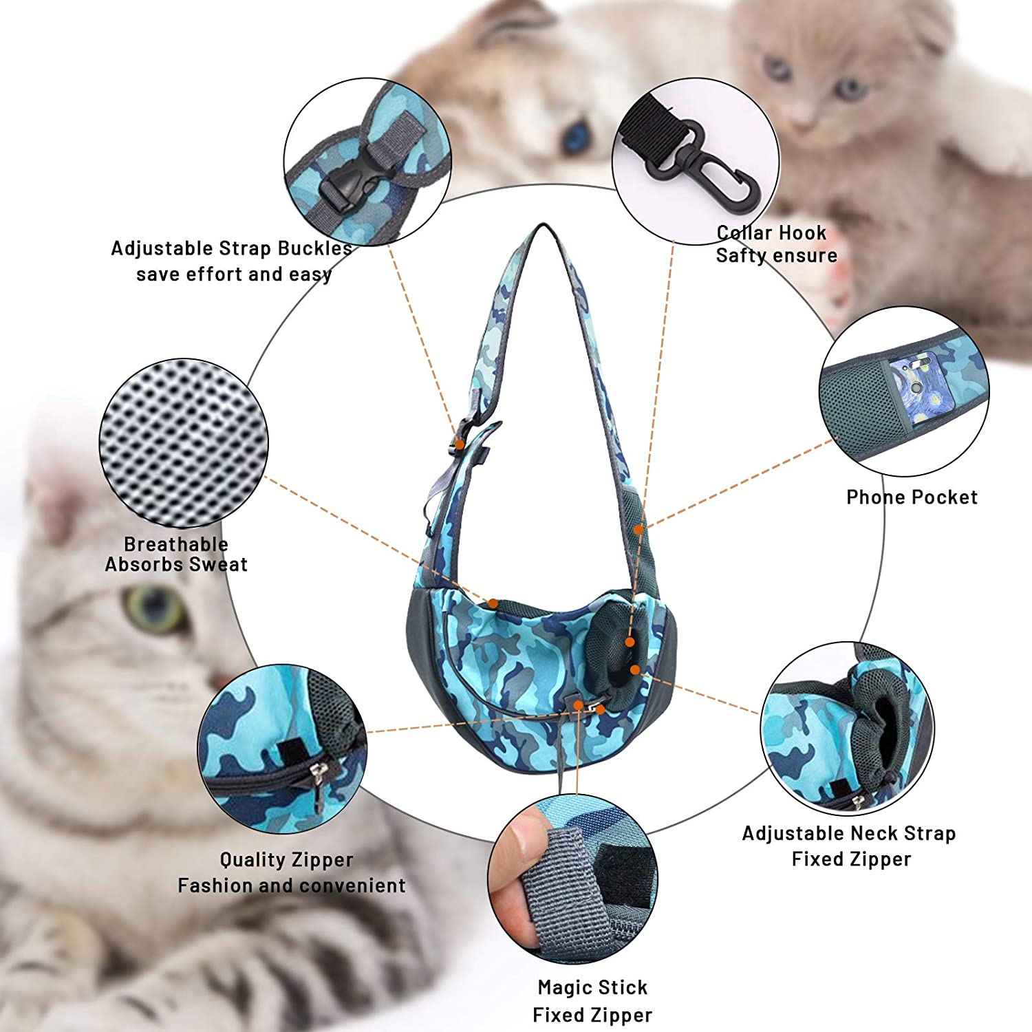 A breathable mesh dog carrier bag designed for outdoor travel, featuring a lightweight and durable nylon construction, suitable for small to medium-sized pets.