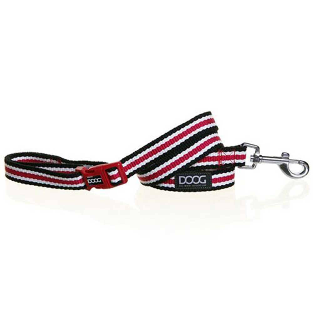 Doog Clip-It Canvas Dog Lead in Cambridge green and white stripes, showcasing its stylish design and durable material.