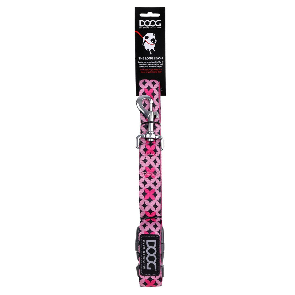 Doog Clip-It Neoprene Dog Lead in vibrant colors, showcasing its padded handle and quick snap clasp.