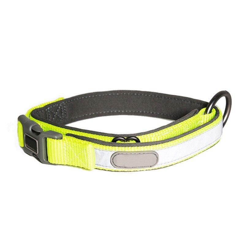 Reflective dog collar and leash set for small to large dogs, featuring a personalized dog tag and durable cloth material.