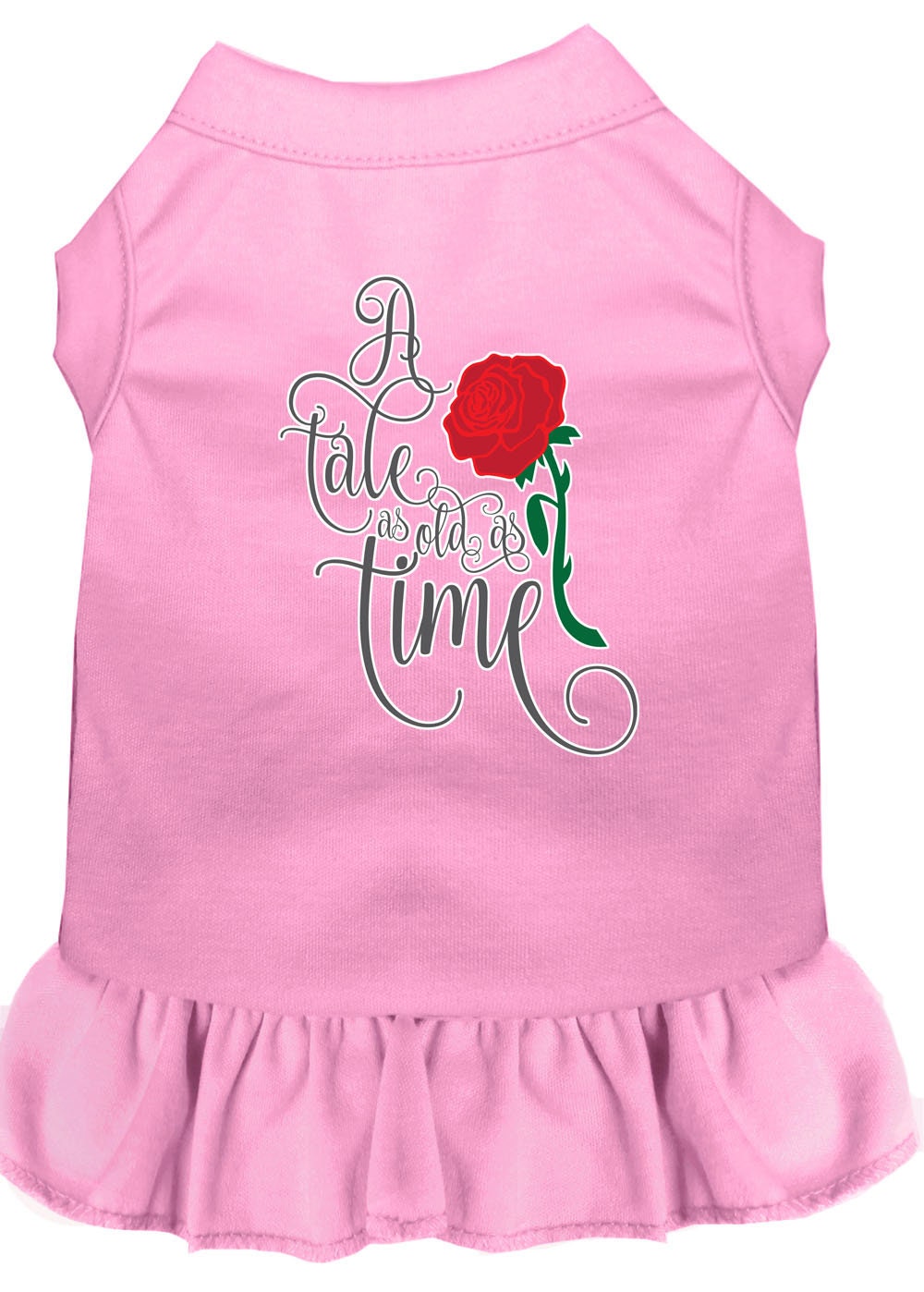 A cute dog wearing the 'Timeless Tale' dress, showcasing its soft fabric and stylish design.