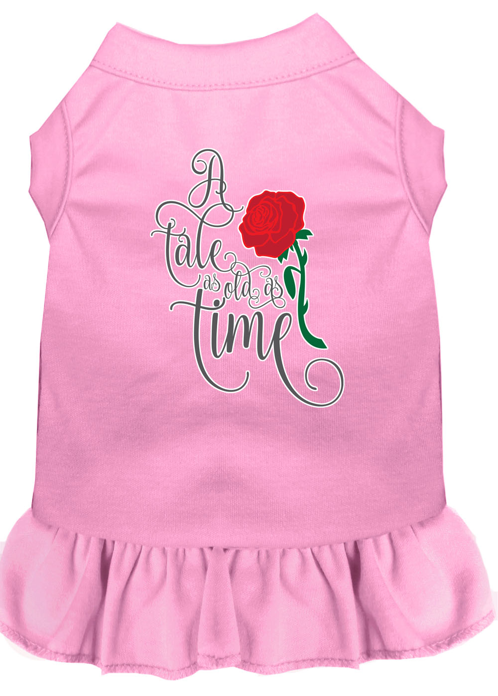 A cute dog wearing the 'Timeless Tale' dress, showcasing its soft fabric and stylish design.